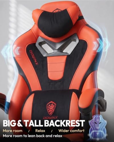 Dowinx Big and Tall Gaming Chair for Adults with Footrest, Massage Lumbar