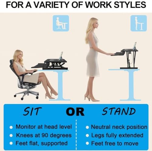 38-inch Standing Desk Converter, Height Adjustable 5.9-18.9in