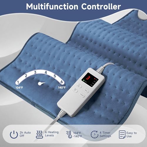 Heating Pad for Back Neck Shoulder, Heating Pads for Period Cramps Relief, Christma s, Father, Mother Gifts for Women, Men, Dad, Mom, Soft & Rapid Heat Large Size 17"x33"