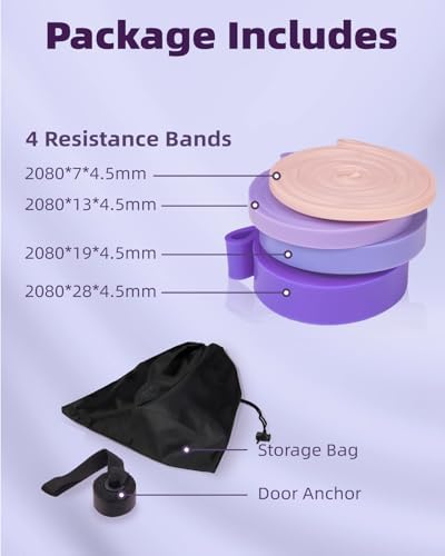 Fitense Resistance Bands Set - Pull Up Bands for Men Women, Exercise Bands Resistance with Door Anchor, Training Poster & Pouch for Body Stretching, Pull Up Assist