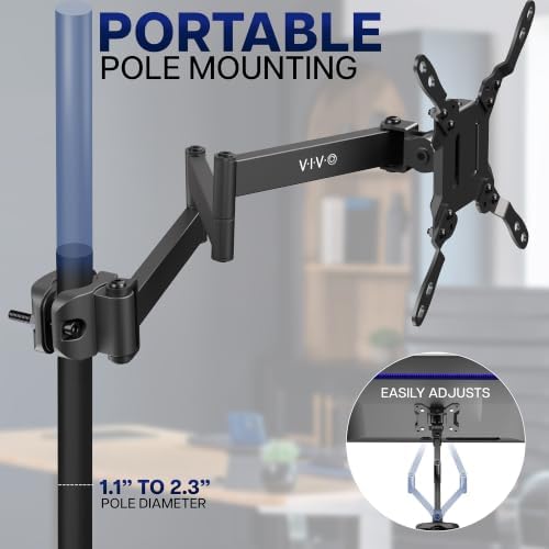 VIVO Black Long Pole Mount Monitor Arm