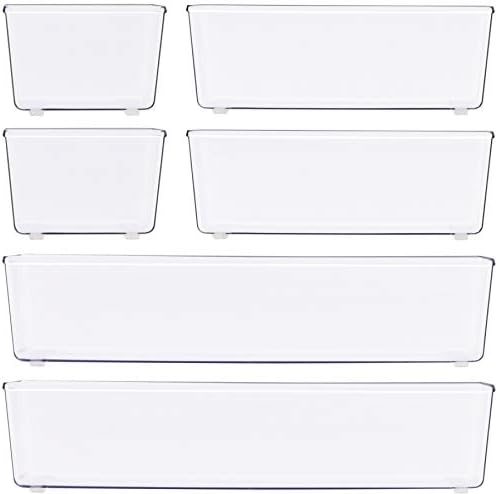 Simple Houseware Clear Desk Drawer Organizer, Assorted Sizes, 6 Packs