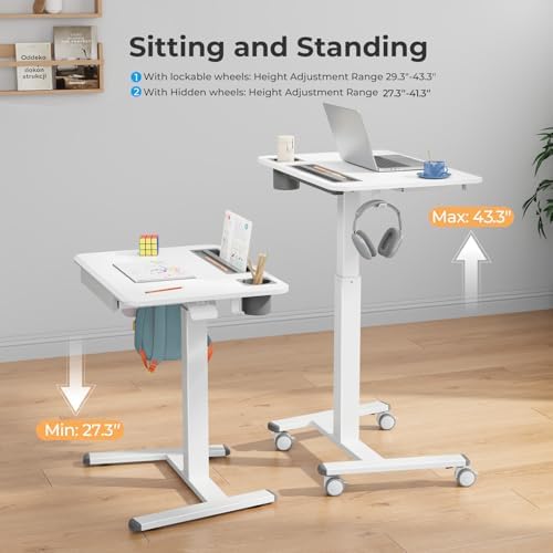 28" Mobile Standing Desk with Drawer, Portable Laptop Desk (Pack of 2)