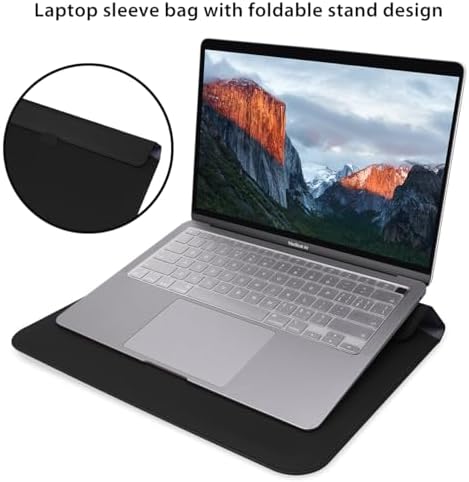 PU Leather Laptop Sleeve Case with Stand for 2026 MacBook Neo 13 A3404, 2026-2022 Air13.6'' M5 A3449 M4 A3240 M3 A3113 M2 A2681, 2018-2021 Air 13'', Laptop Bag for 2016-2022 Mac Pro13, Black