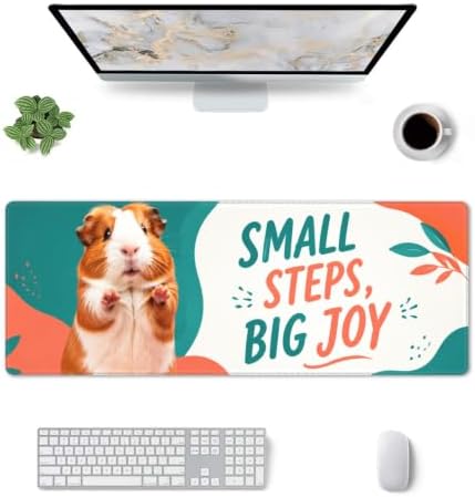 Guinea Pig Funny Mouse Pad Large Mouse Pad 11.8x31.5 in Teal Coral