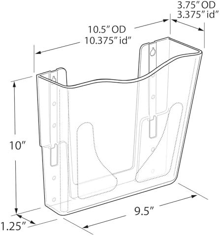 Azar Displays 250088-CLR-2PK Single Vertical Pocket Wall Mount File Holder, Clear (2-Pack)