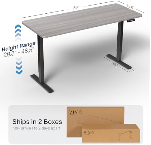 VIVO Dark Gray 60 x 24 in Standing Desk, DESK-KIT-1B6G
