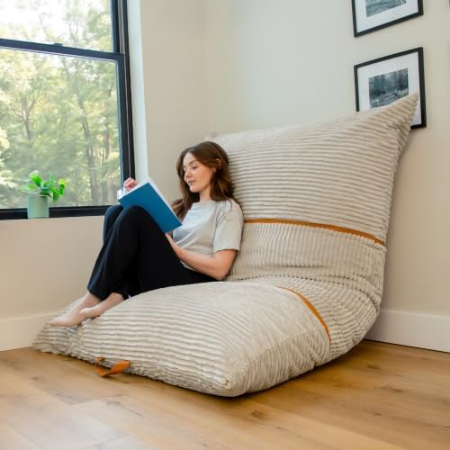 Big Joe Turnabout 3-in-1 Convertible Bean Bag Chair, Vanilla Latte