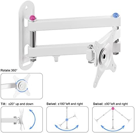 Suptek TV Wall Mount Swivel Tilt Rotation Full Motion Adjustable Articulating for Most 15-32 inch LED, LCD Monitor Wall Mount VESA 75,100, White (MA2720W)