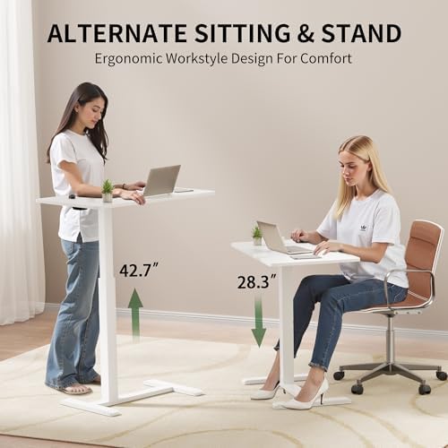 CROWNFURN Overbed Bedside Table with Wheels,Height Adjustable Bedside Table for Recliner,Rolling Standing Desk for Home Hospital,White