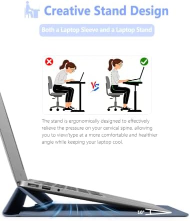 HYZUO 15 Inch Laptop Sleeve Case Bag with Stand Feature, Haze Blue