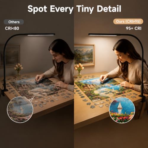 18W LED Puzzle Light with Clamp, Jigsaw Puzzle Lamp for Adults
