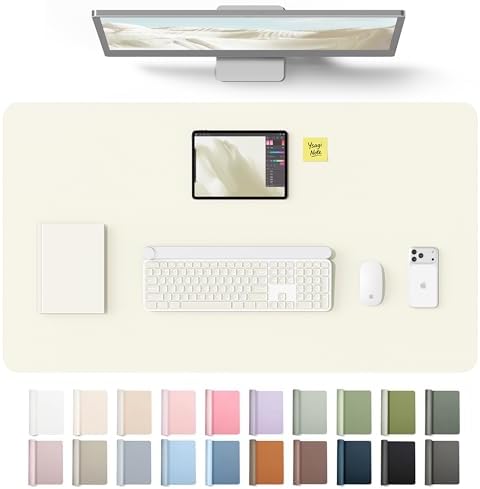 YSAGi Leather Desk Protector, Office Mat, Large Mouse Mat, Non-Slip PU Leather Blotter, Laptop Desk Mat, Waterproof Writing Pad for Office and Home(Cream, 40" x 24")