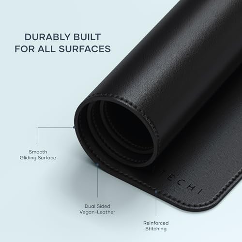 Satechi Vegan-Leather Desk Mat, Scratch and Water Resistant, Black