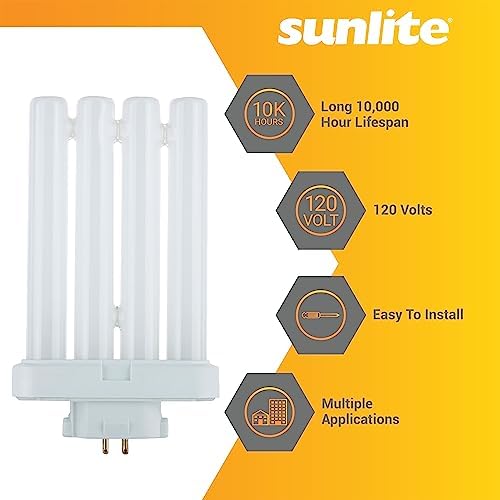 Sunlite 41760 FML27/65K/2PK Quad Tube Plug-in Compact Fluorescent Lamp, FML 4-Pin, 27 Watts, 1500 Lumens, 6500K Daylight, 4-Pin (GX10q4) Base, 120 Volts, 6 Pack