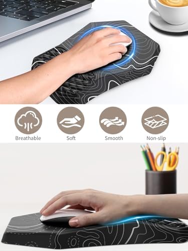 3-in-1 Ergonomic Keyboard Stand with Wrist Rest & Mouse Pad Set,Topographic