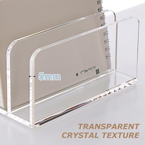 SANRUI 5 Slot Acrylic Mail Sorter Holder, Clear Letter File Desk Organizer