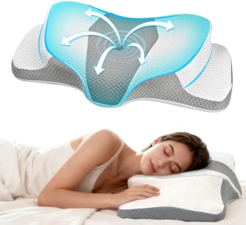 AlignCore Cervical Neck Pillow - Ergonomic Firm Memory Foam Bed Pillows for Sleeping, Neck Pillows for Pain Relief, Back and Side Sleeper Pillow