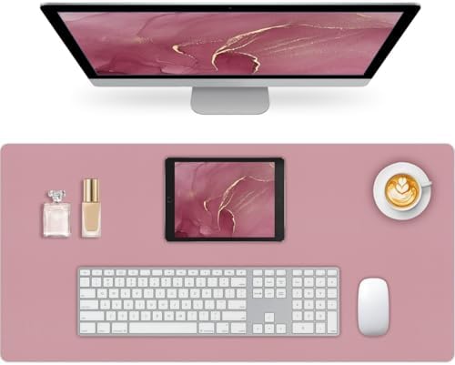 Leather Desk Pad Mat, Dusty Pink Desk Mat, 35.4" x 16.9"