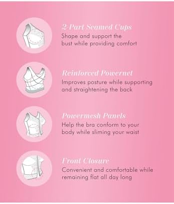 Exquisite Form 5107565 Fully Slimming Wireless Back & Posture Support Longline Bra with Front Closure & Lace