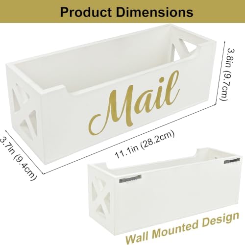 Mail Organizer Holder for Countertop, Wooden Desktop Mail Storage