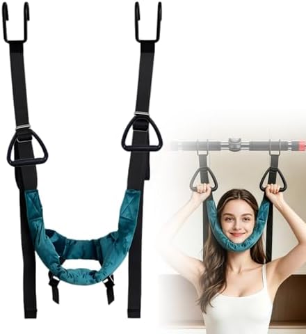 Cervical Neck Traction Device Over Door for Home Use Portable Neck Stretcher Hammock Decompression Home Physical Therapy (Blue)