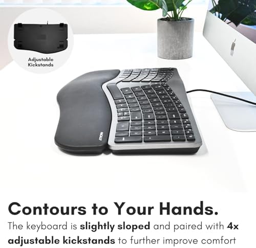 Macally Wired Ergonomic Keyboard for Mac - Compatible Backlit Apple Keyboard with Wrist Rest (Curved for Comfort) for MacBook Pro/Air, iMac, Mac mini