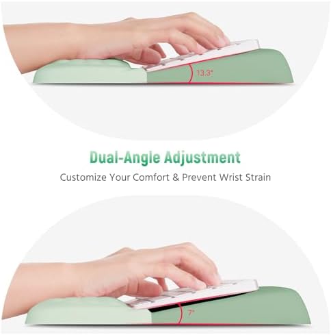 MOSISO 3 PCS Ergonomic Wrist Rest with Keyboard Stand Set, Antique Green