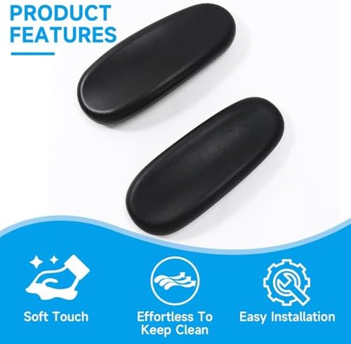 Office Chair Replacement Armrest Arm Rest Pads Caps Fit Univeral Desk Chair Arms 4" Mounting Hole with Mounting Hole Patterns Screws Black