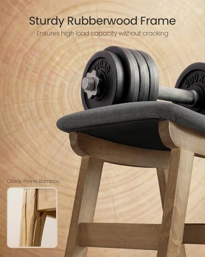 SONGMICS Foot Stool Ottoman, Padded Foot Rest Under Desk, Solid Wood Frame