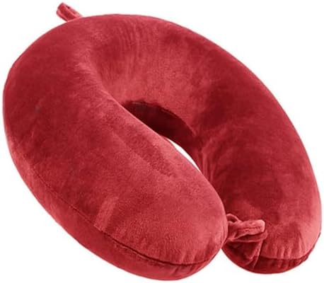 GDEOUP Travel Pillow - Memory Foam Neck Pillow Support Pillow,Luxury Compact & Lightweight Quick Pack for Camping,Sleeping Rest Cushion (Red)