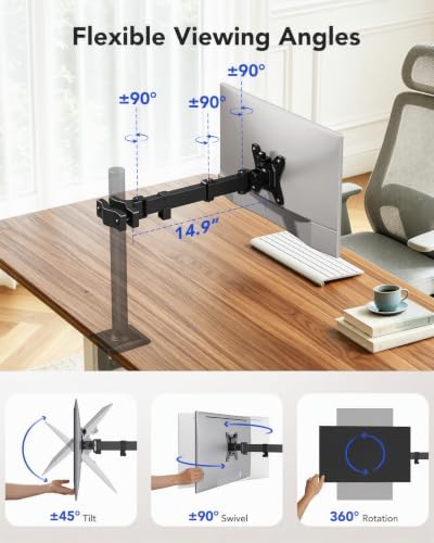 HUANUO Pole Mount Monitor Arm for 13-32" Screens, Pole Not Included