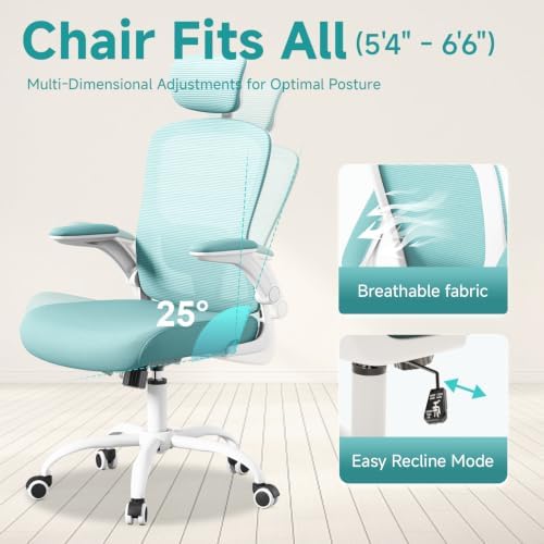 Ergonomic Office Chair, Blue Computer Desk Chair