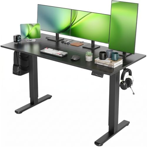 Claiks Electric Standing Desk 55x24 Inch Adjustable Desk, Black