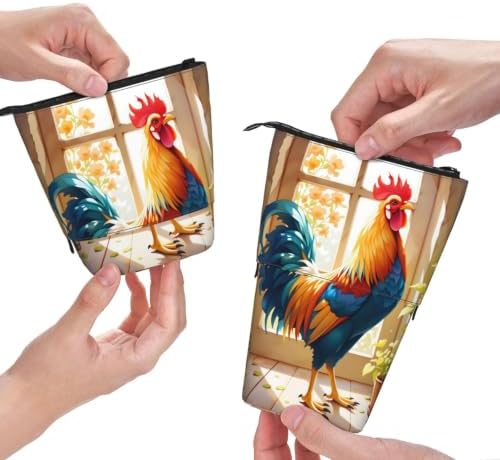 Sunflower Chicken Rooster Standing Pencil Case