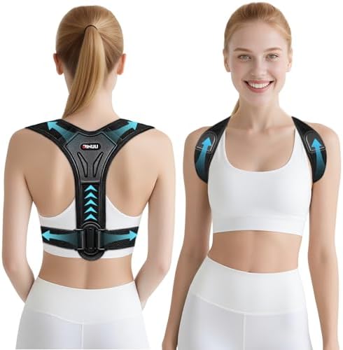 Posture Corrector for Women and Men, Upgraded Comfortable Upper Back Brace with Shoulder Pads & 3D Pad, Adjustable Back Straightener Support for Back, Shoulder and Neck (Black-M)