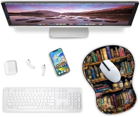 Cat Mouse Pad with Wrist Rest Cute Ergonomic Mousepad Middle Concave Office