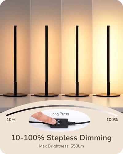 EDISHINE LED Table Lamp Set of 2, Modern Desk Lamps, Black Bedside Lamps
