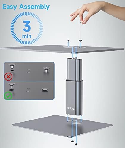 BoYata Monitor Stand, Adjustable Height Metal Desktop Riser, Space Gray