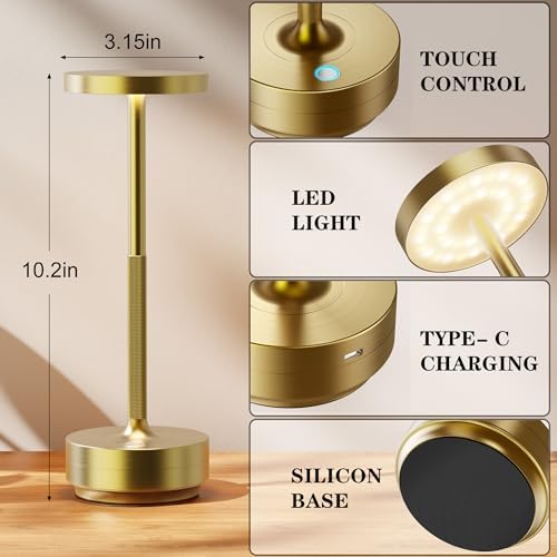 LED Ccordless Table Lamp Rechargeable,Battery Powered Outdoor Table Light