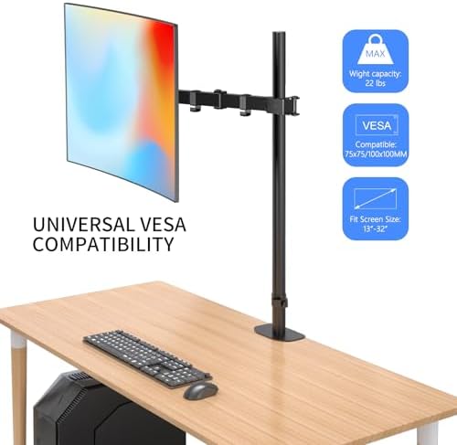 Pholiten Tall Single Monitor Mount with 31.5" Pole for 13-32" Screen