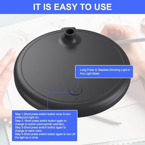 New LED Desk Lamp for Home Office,3 Colors Dimmable Table Lamp