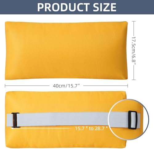 Headrest Pillow for Patio Chaise Lounge Chair, Outdoor Chaise Pillows with Adjustable Elastic Stripe Head Resting Pillows for Recliner Office Chair, Yellow 2 Pack