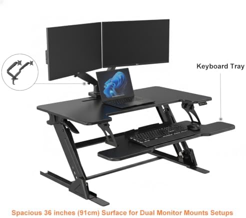 Standing Desk Converter 36 x 24 Inches, Height Adjustable