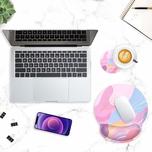 ITNRSIIET Ergonomic Mouse Pad with Wrist Support Wrist Rest Smooth Surface Non-Slip Rubber Base Comfortable Office Supplies Pain Relief, 9.8 x 9.1 inches, Art Style Pattern