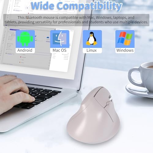 Bluetooth Wireless Vertical Mouse - Ergonomic Design, Rechargeable with Type-C, Silent Operation for Office and Home Use, Ideal for Professionals & Students (Gray)