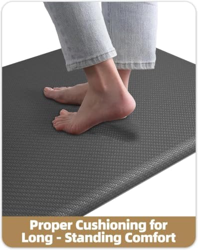 Color&Geometry Antifatigue Kitchen Mat for Floor 20x47-3/4 in Thick, Grey
