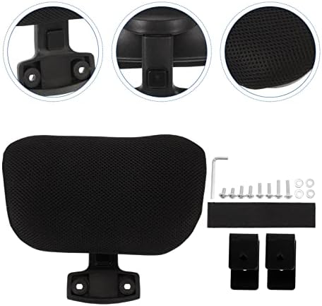 Adjustable Office Chair Headrest Attachment, Ergonomic Mesh Head Pillow for Neck Support, Height and Angle Adjustable, Compatible with Most Office Chairs, Black, 10.62x6.29x1.18 Inches