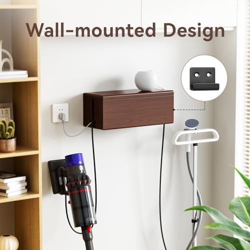 Large Cable Management Box-Stylish Wire Organizer, Wire Concealer and Wire Management Box-Wire Management Box with Protective Sleeve (Brown)