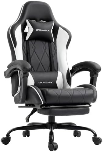 Dowinx Gaming Chair with Footrest, Ergonomic Office Chair, Black White